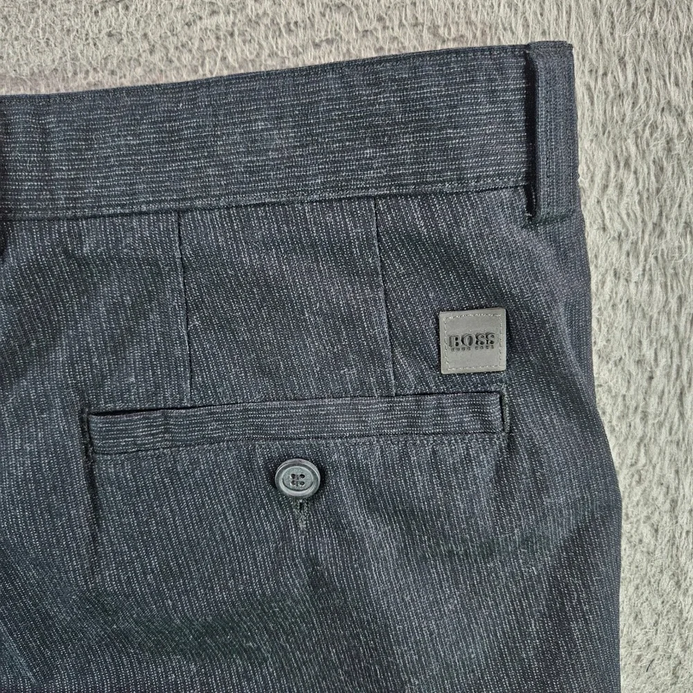 Hugo Boss Chuck Mens Charcoal Grey Textured Cotton Blend Dress Pants 54 36x30